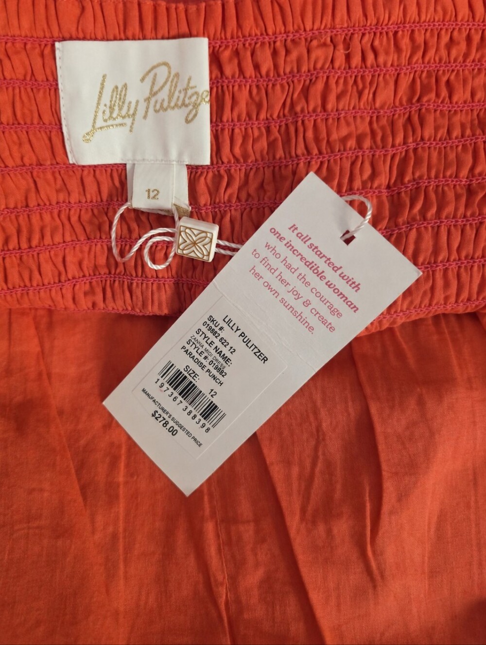 NWT Lilly Pulitzer Zanna Cotton Midi Dress Paradise Punch Size 12 - Picture 7 of 9